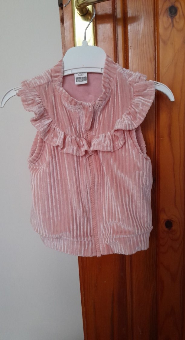 Kız Çocuk Pembe Fırfırlı Kolsuz Yelek - Görsel 4