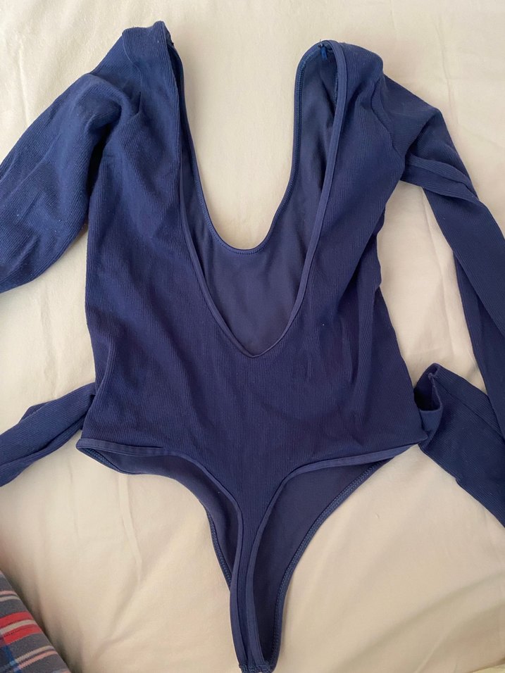 Kadın V Yakalı Lacivert Uzun Kollu Bluz - Görsel 2