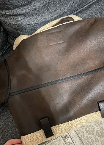 Kürk Detaylı Kahverengi Deri Kadın Ceket - Görsel 5