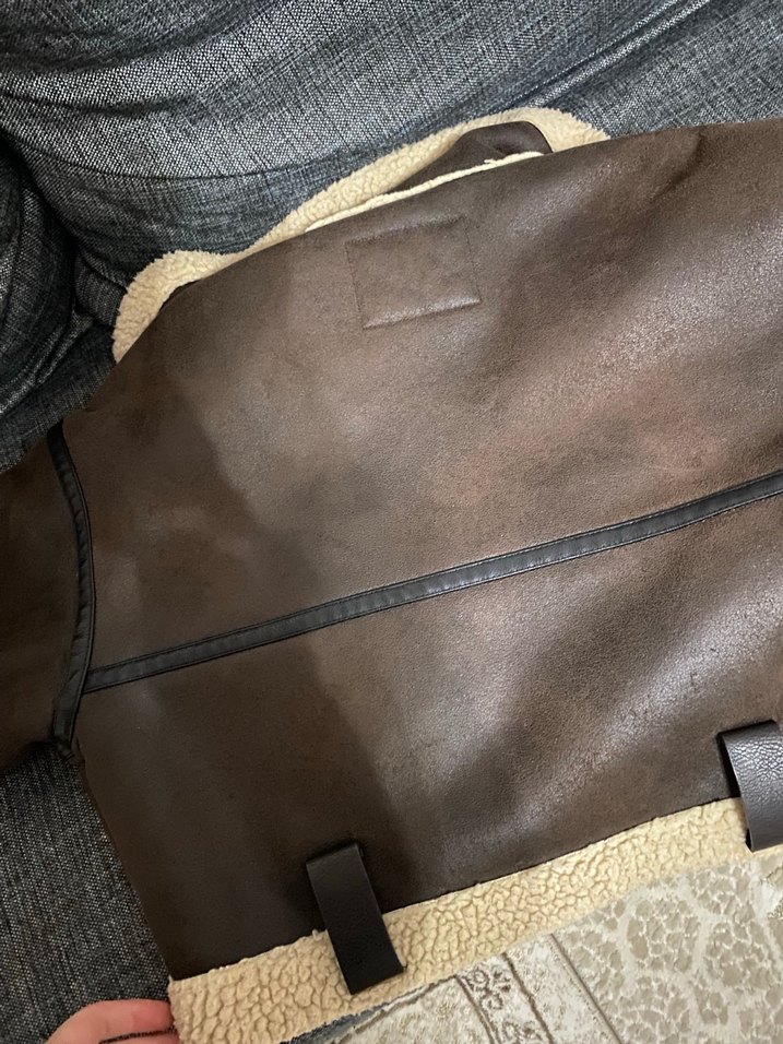 Kürk Detaylı Kahverengi Deri Kadın Ceket - Görsel 5