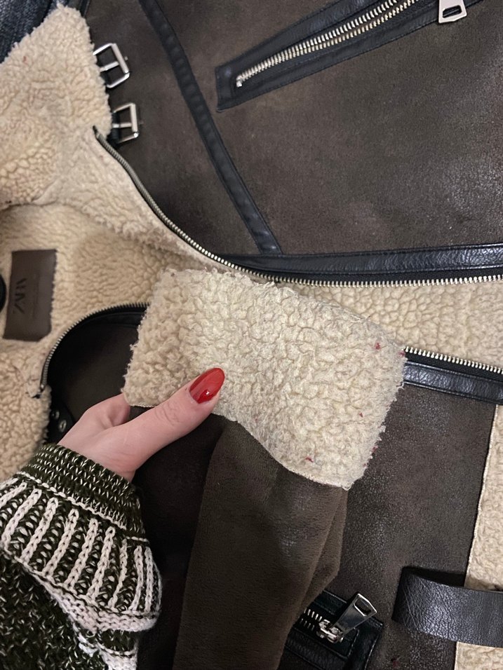 Kürk Detaylı Kahverengi Deri Kadın Ceket - Görsel 4