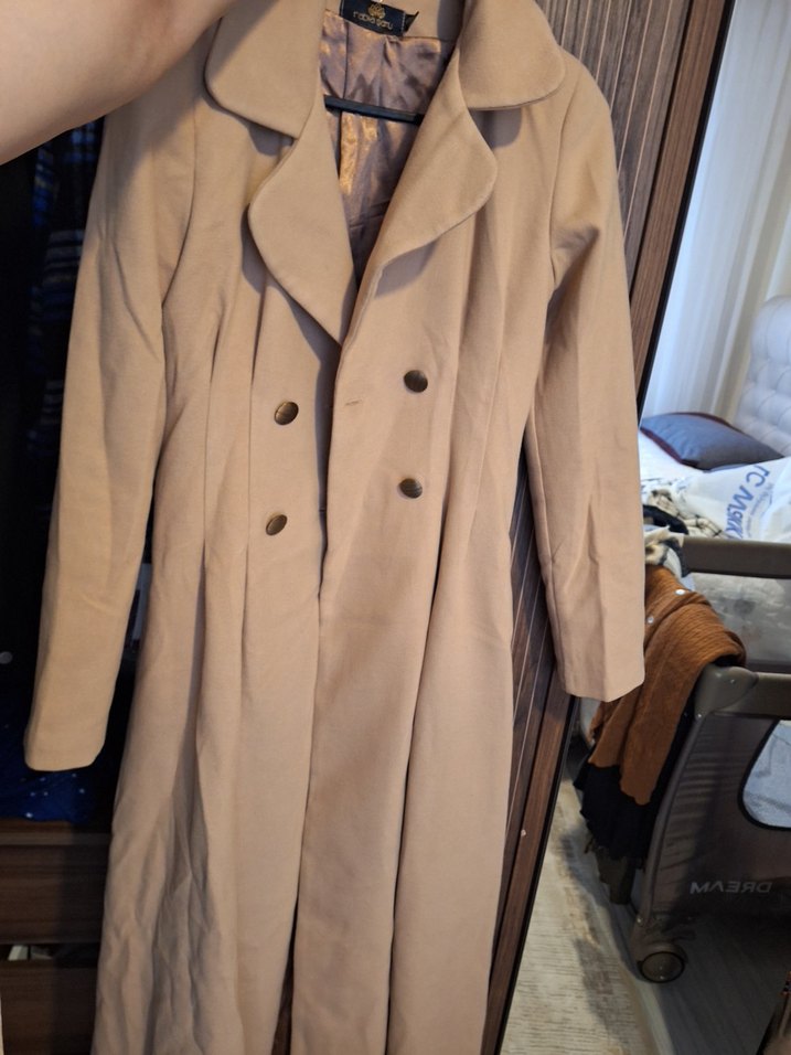 Bej uzun mont kışlık - Görsel 3