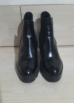 Siyah Rugan Dolgu Topuk Sıfır Şık Ayakkabi 36 no