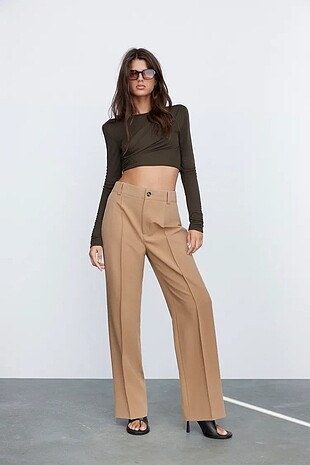 Zara Palazzo Francoise Bej pantolon