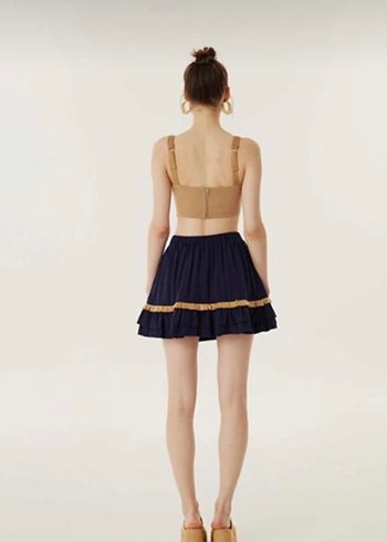 Nakışlı Fırfırlı Bej Straplez Büstiyer - Görsel 7