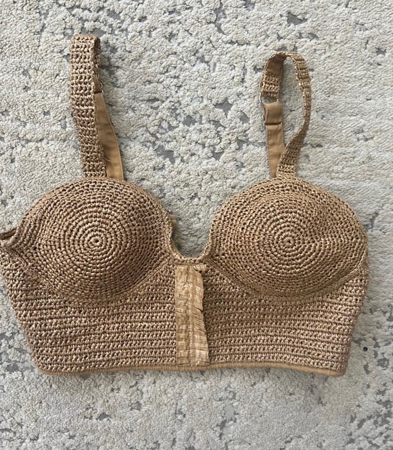 Nakışlı Fırfırlı Bej Straplez Büstiyer - Görsel 2