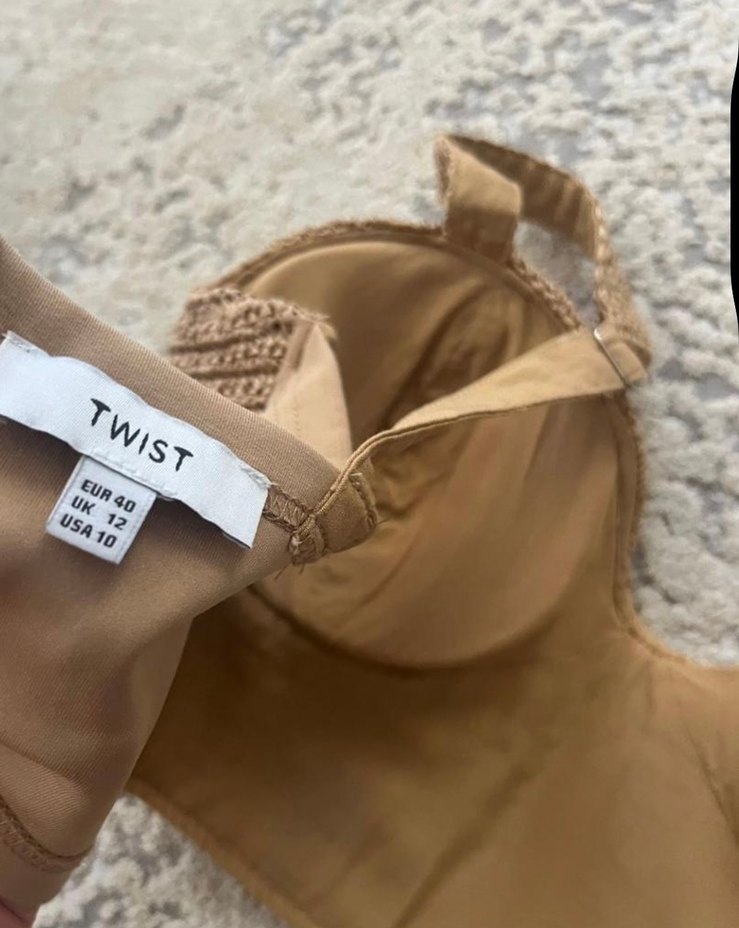 Nakışlı Fırfırlı Bej Straplez Büstiyer - Görsel 3