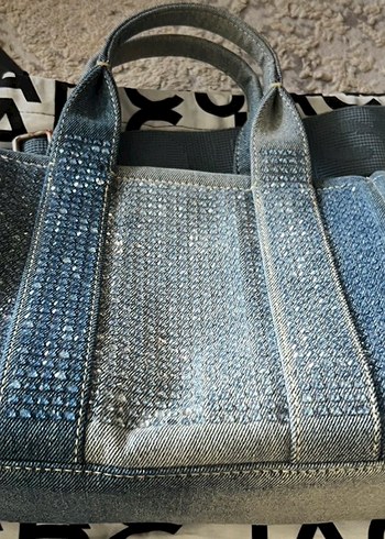 Gri Kot Kumaşlı Kadın El Çantası - Görsel 3