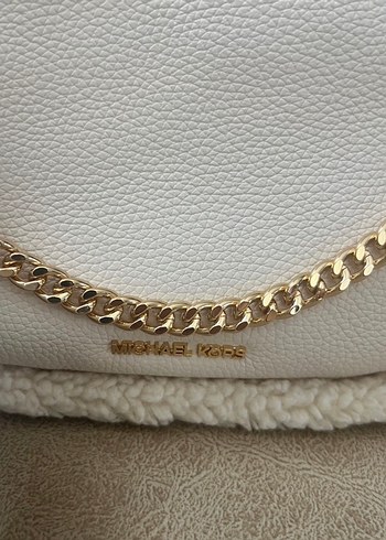 Zincir Detaylı Beyaz Deri Kadın Çanta - Görsel 2