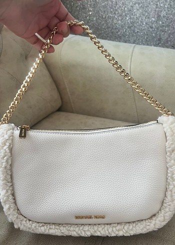 Zincir Detaylı Beyaz Deri Kadın Çanta - Görsel 8