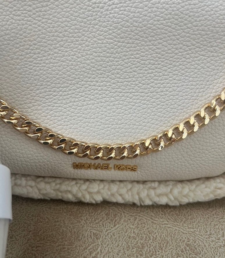 Zincir Detaylı Beyaz Deri Kadın Çanta - Görsel 2