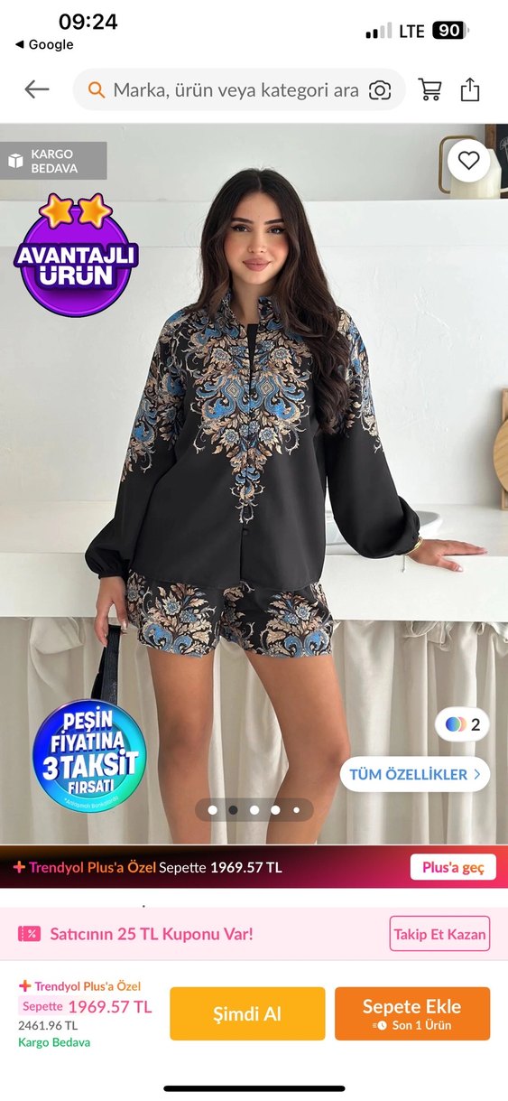 Siyah Desenli Uzun Kollu Mini takım - Görsel 2