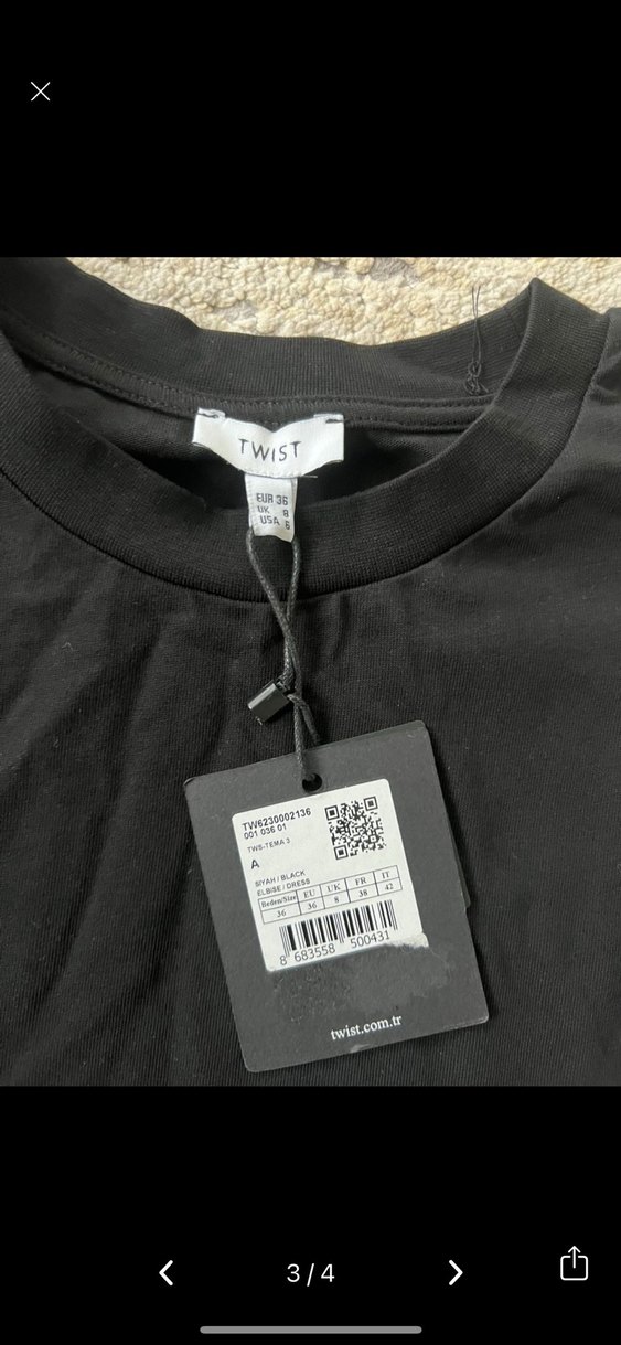 Siyah Baskılı Gevşek Kesim elbise - Görsel 3