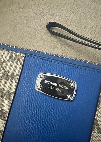 Michael Kors Baskılı Mavi Deri Kadın Cüzdanı - Görsel 7