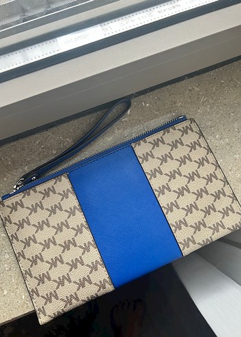 Michael Kors Baskılı Mavi Deri Kadın Cüzdanı - Görsel 2