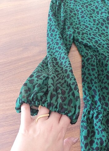 l Beden yeşil Renk Mango şifon elbise