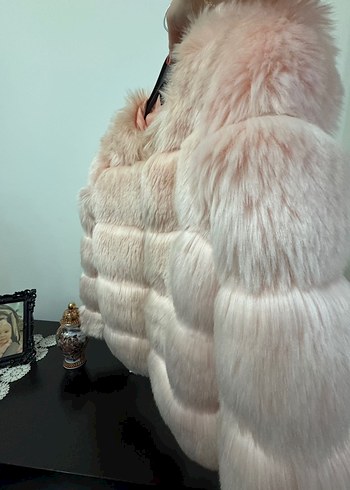 Pembe Uzun Kadın Suni Kürk Ceket - Görsel 2