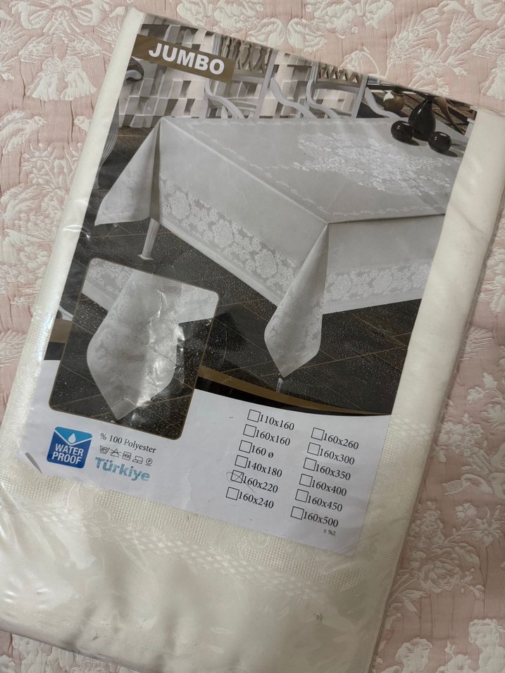 Beyaz Nakışlı JUMBO Masa Örtüsü - Görsel 2
