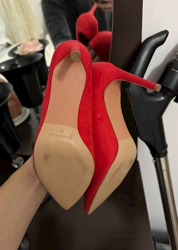 Klasik Kırmızı Stiletto Topuklu Ayakkabı - Görsel 3