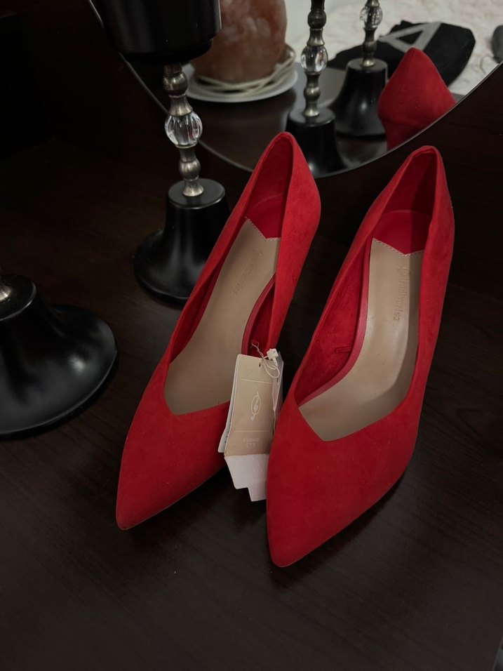 Klasik Kırmızı Stiletto Topuklu Ayakkabı - Görsel 4