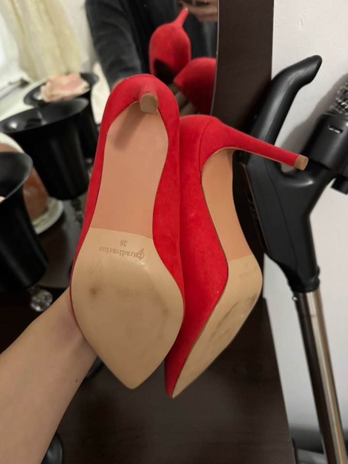 Klasik Kırmızı Stiletto Topuklu Ayakkabı - Görsel 3