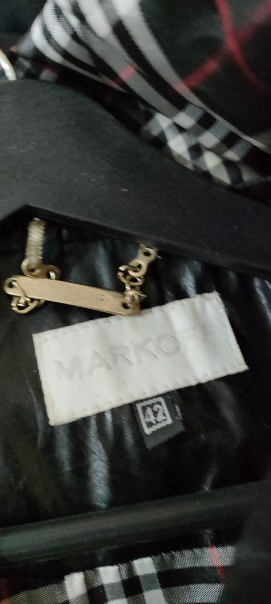 Düğmeli Siyah Deri Uzun Yağmurluk - Görsel 2