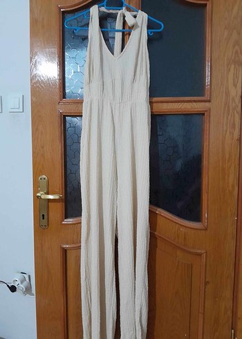 Kadın Bohem V Yaka Keten Tulum