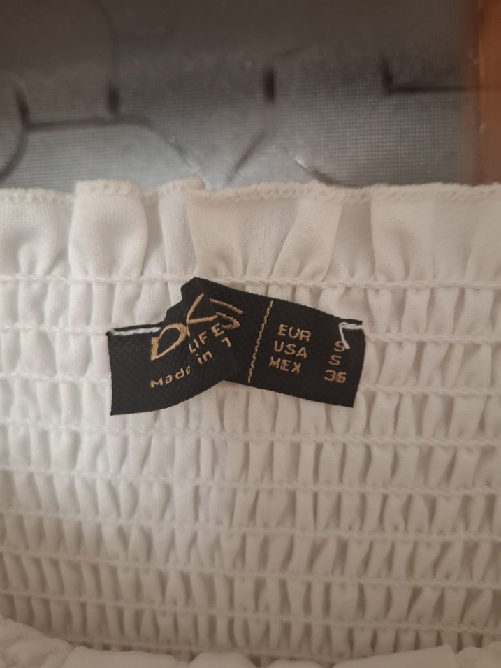 Beyaz Uzun Kollu Straplez Kadın Bluz - Görsel 5