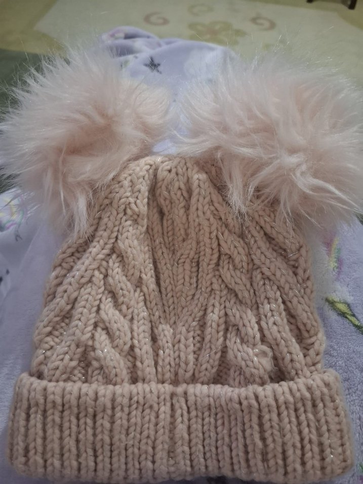 Bej Örgü Kadın Bere İki Ponponlu 8.12 yaş - Görsel 2