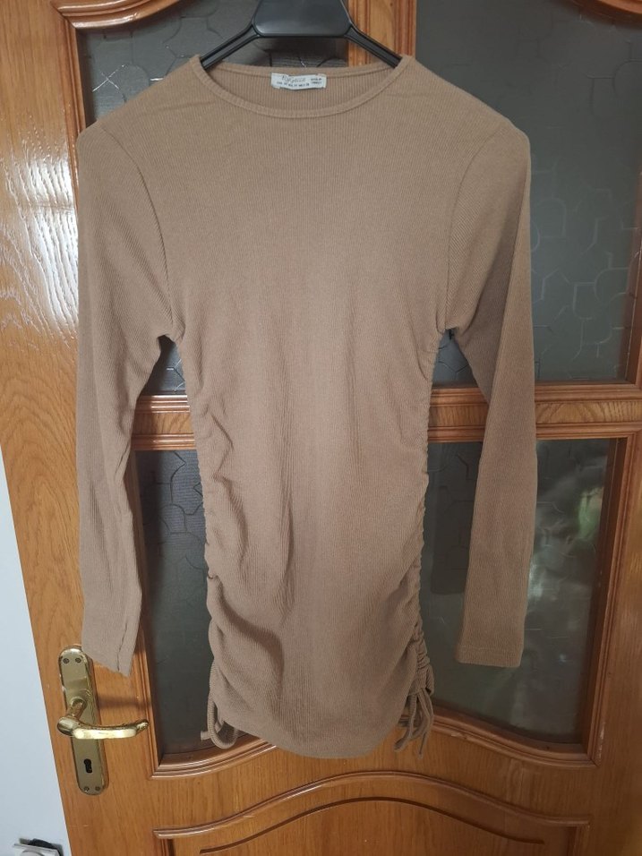 Bej Triko Bluz, Uzun Kollu, Midi Boy - Görsel 2