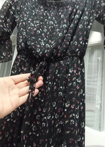 Nisan marka Siyah Desenli Uzun Bohem Elbise - Görsel 9