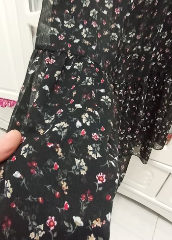 Nisan marka Siyah Desenli Uzun Bohem Elbise - Görsel 10