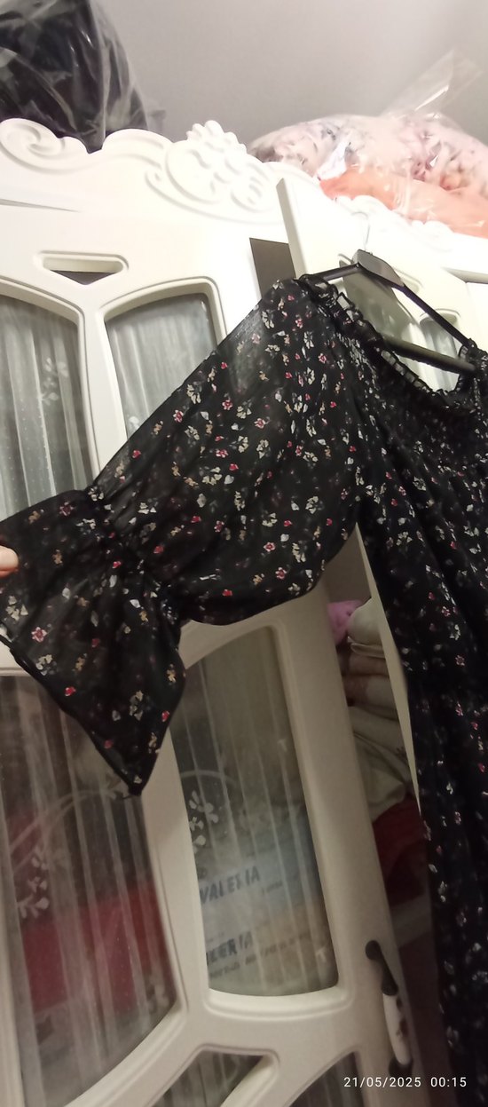 Nisan marka Siyah Desenli Uzun Bohem Elbise - Görsel 4