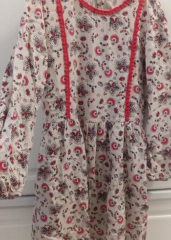 Dantel Detaylı Çiçek Desenli Bohem Kız Elbisesi - Görsel 3