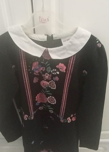 LC Waikiki Nakışlı Siyah Kız Çocuk Elbise - Görsel 5