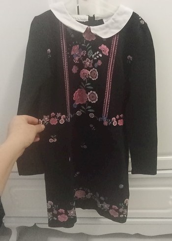 LC Waikiki Nakışlı Siyah Kız Çocuk Elbise - Görsel 4