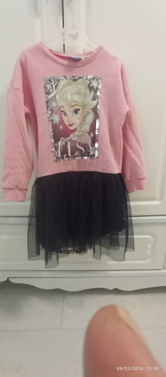 Pembe Elsa Baskılı Kız Elbisesi - Görsel 3