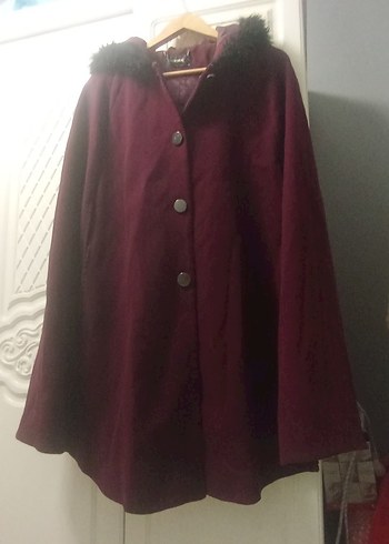 Bordo Kadın Panço kaban - Görsel 3