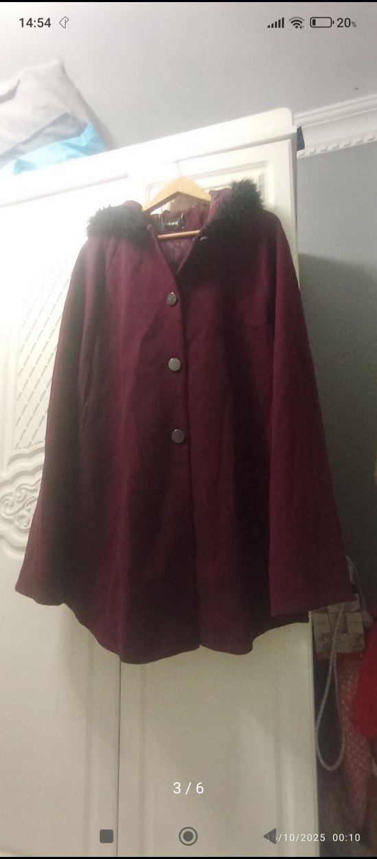 Bordo Kadın Panço kaban - Görsel 3