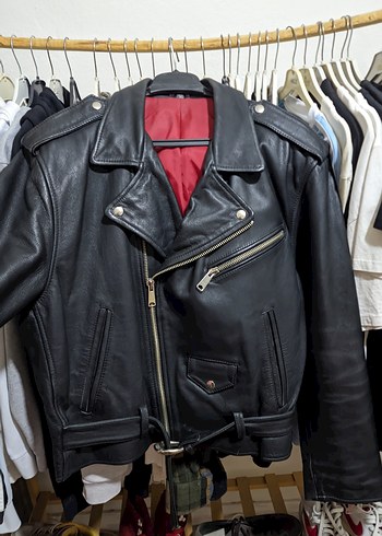 hakiki deri vintage motorcu montu - Görsel 3