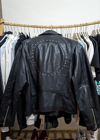 hakiki deri vintage motorcu montu - Görsel 5