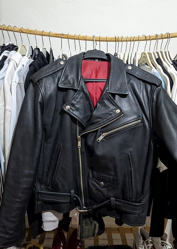 hakiki deri vintage motorcu montu - Görsel 4