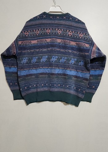 unisex oversize vintage desenli kazak - Görsel 5