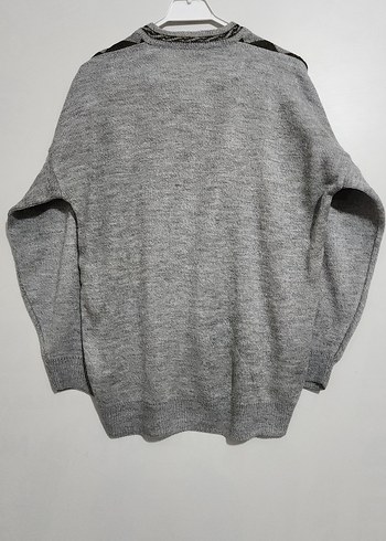 Gri V Yaka Örgü Erkek Kazak - Görsel 4