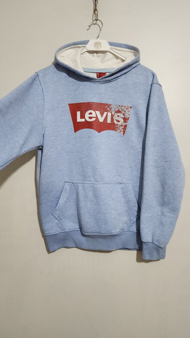 Levis Erkek Mavi Kapüşonlu Sweatshirt - Görsel 4