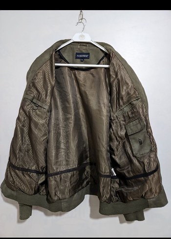 XL haki renk vintage bomber ceket - Görsel 6