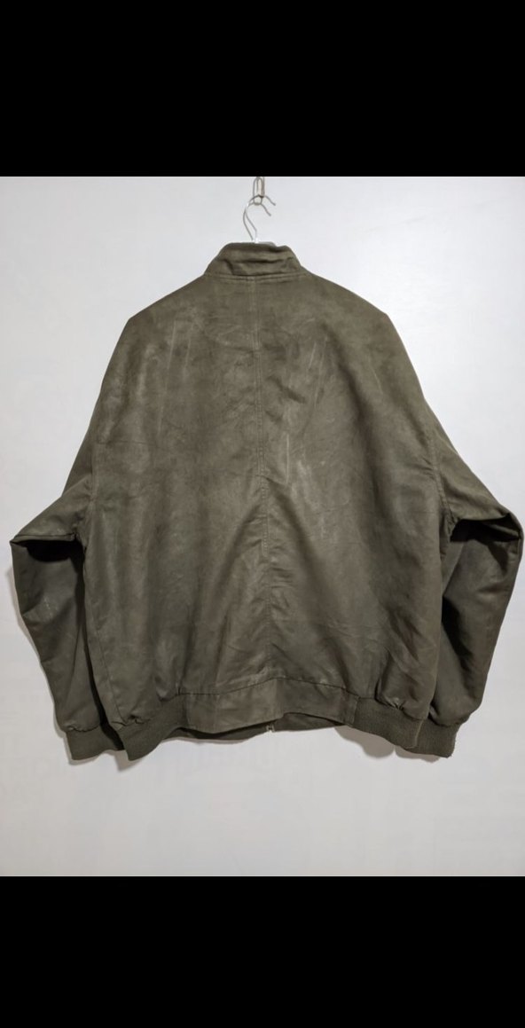 XL haki renk vintage bomber ceket - Görsel 5