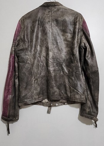 hakiki deri biker motorcu vintage ceket - Görsel 7