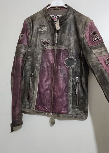 hakiki deri biker motorcu vintage ceket - Görsel 6