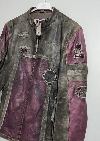 hakiki deri biker motorcu vintage ceket - Görsel 4